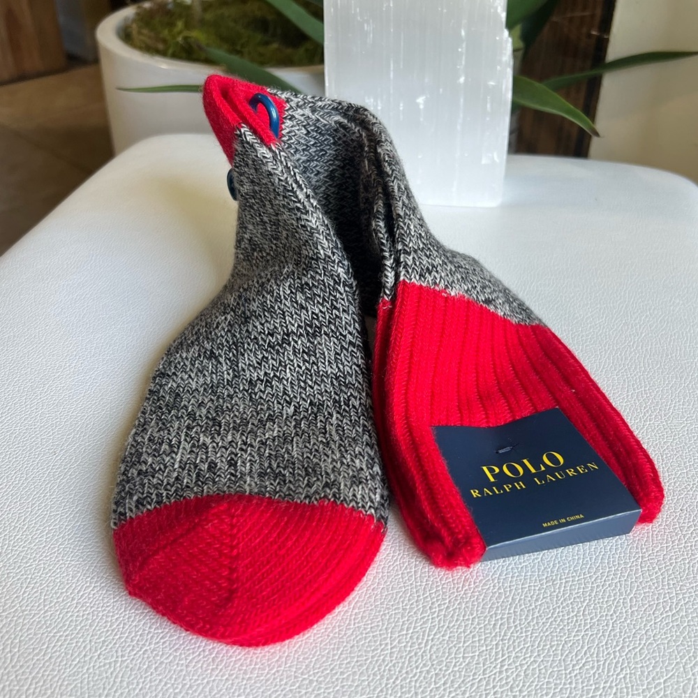 POLO RALPH LAUREN Wool-blend Men’s Marled Boot Socks 10-13